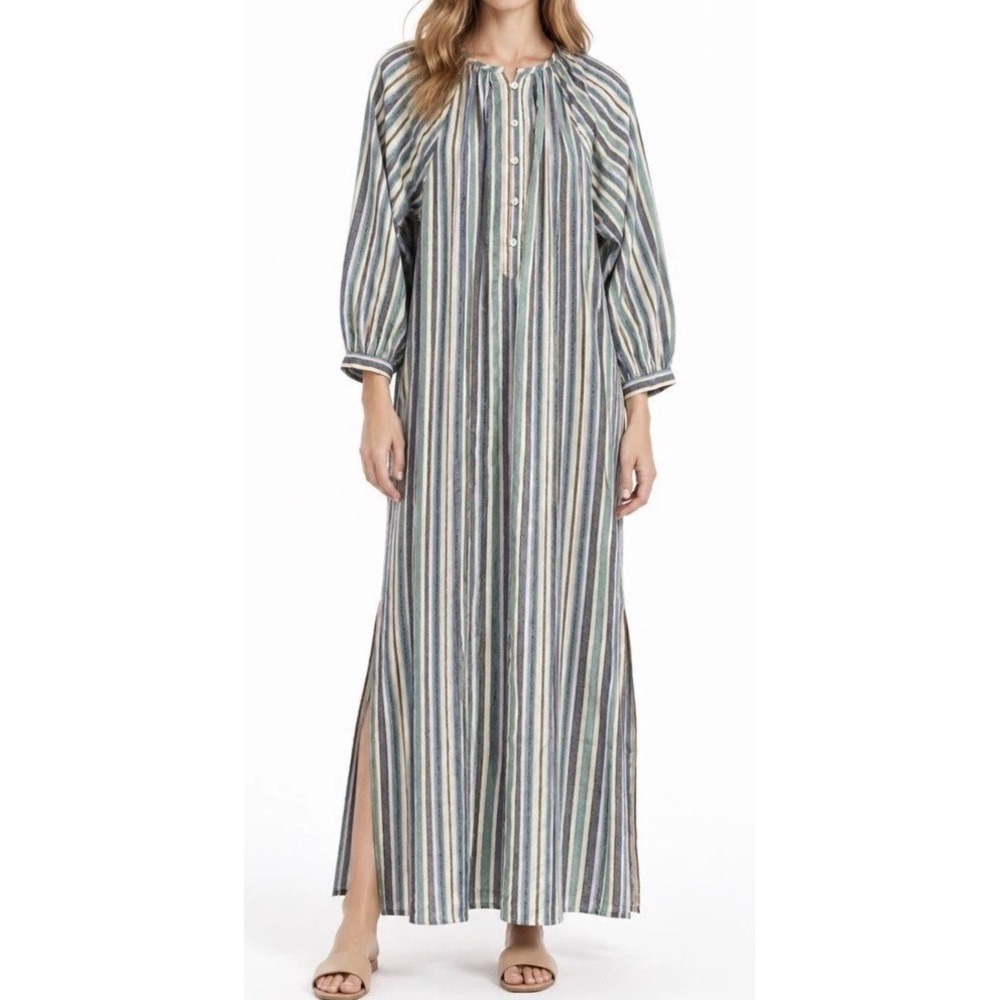 Tuckernuck Pomander Place Heidi Zephyr Stripe Maxi Dress Button Front XS NWT